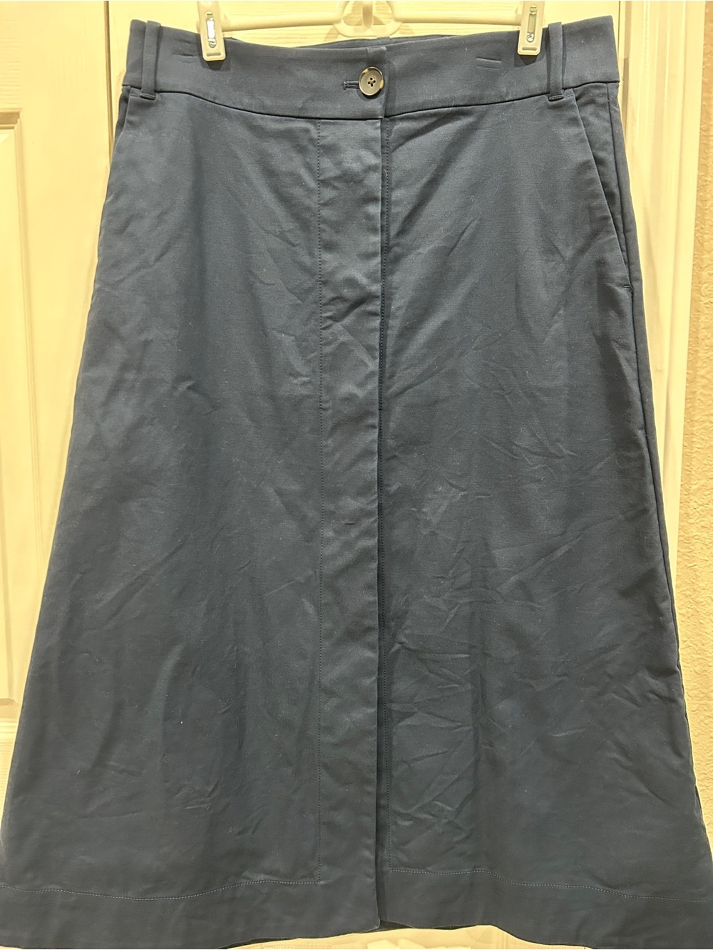 Everlane Navy A-Line Midi Skirt
